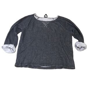 Jones New York Sport Grey Sweater with cuffed Sleeves Size Petite Large